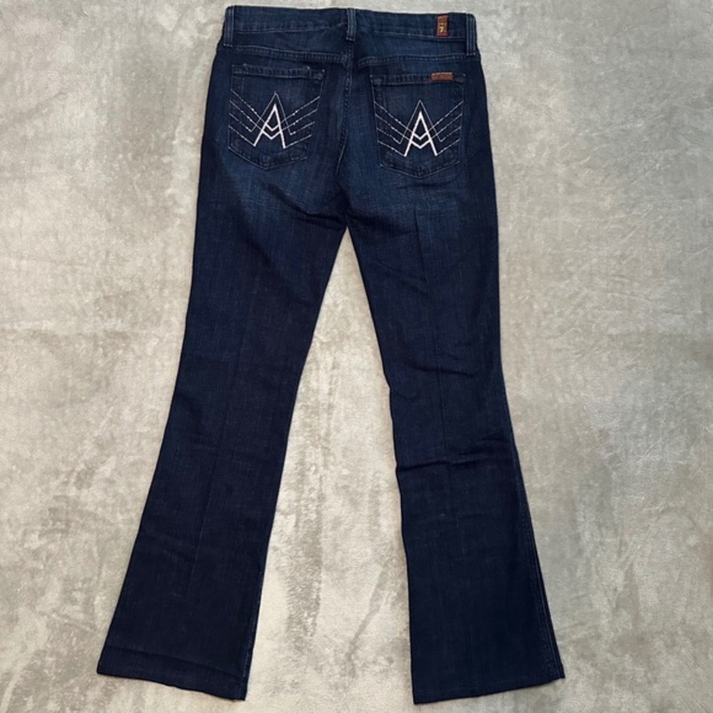 7 For All Mankind A Pocket Jeans Size 28 Bejeweled Crystal Bootcut Dark Wash Y2K